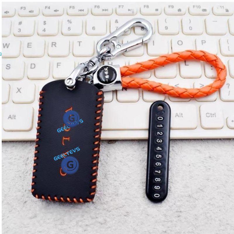 Leather Car Bluetooth Key Case Car Keychain for Volvo EX30 - Geelyevs