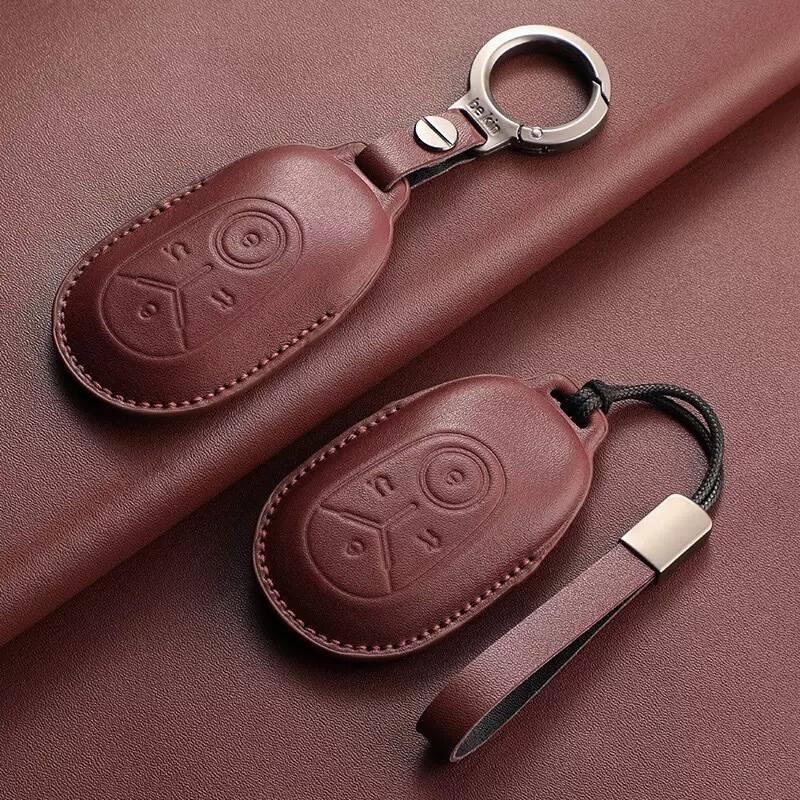 Leather Car Key Case Cover Fob Shell for Geely EX2